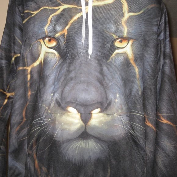 SOLD!!!  3D Lion Print Lightweight Pullover Hoodie - Picture 5 of 5
